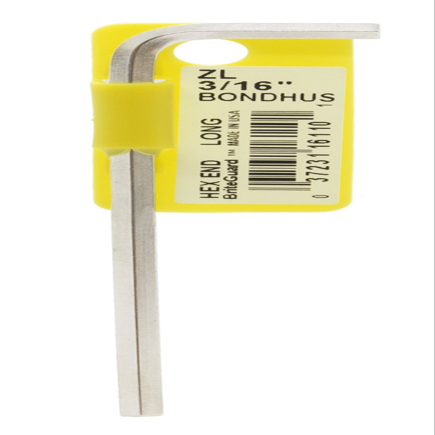 3/16" BriteGuard Plated Hex L-Wrench - Long Tag/Barcoded