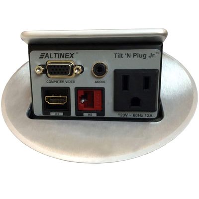 Altinex Tilt N Plug Jr. Circular Digital Silver TNP120C Power Data Center - HDMI, VGA, Audio, RJ45, 1 x AC Power