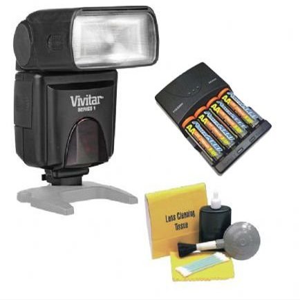 Bounce, Zoom & Swivel Head Flash Compatible With Sony Cyber-shot DSC-RX10 II + High Powered AC Rapid Charger With 4AA 2900 Mah Batteries + Hot Shoe Adapter