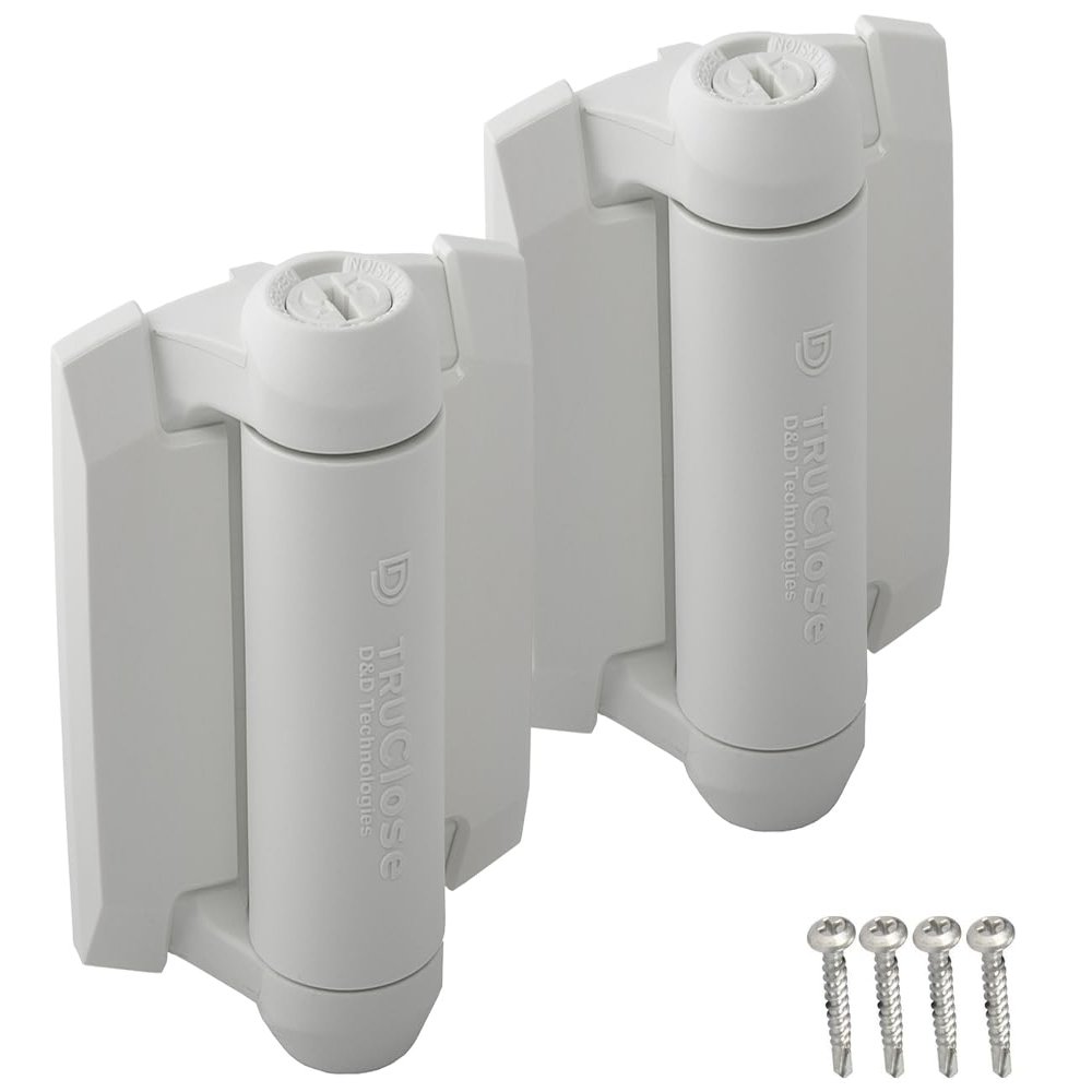 D&D TCA1S3WTS TruClose Regular Gate Hinge Square Metal Gates, White, 2 pcs.