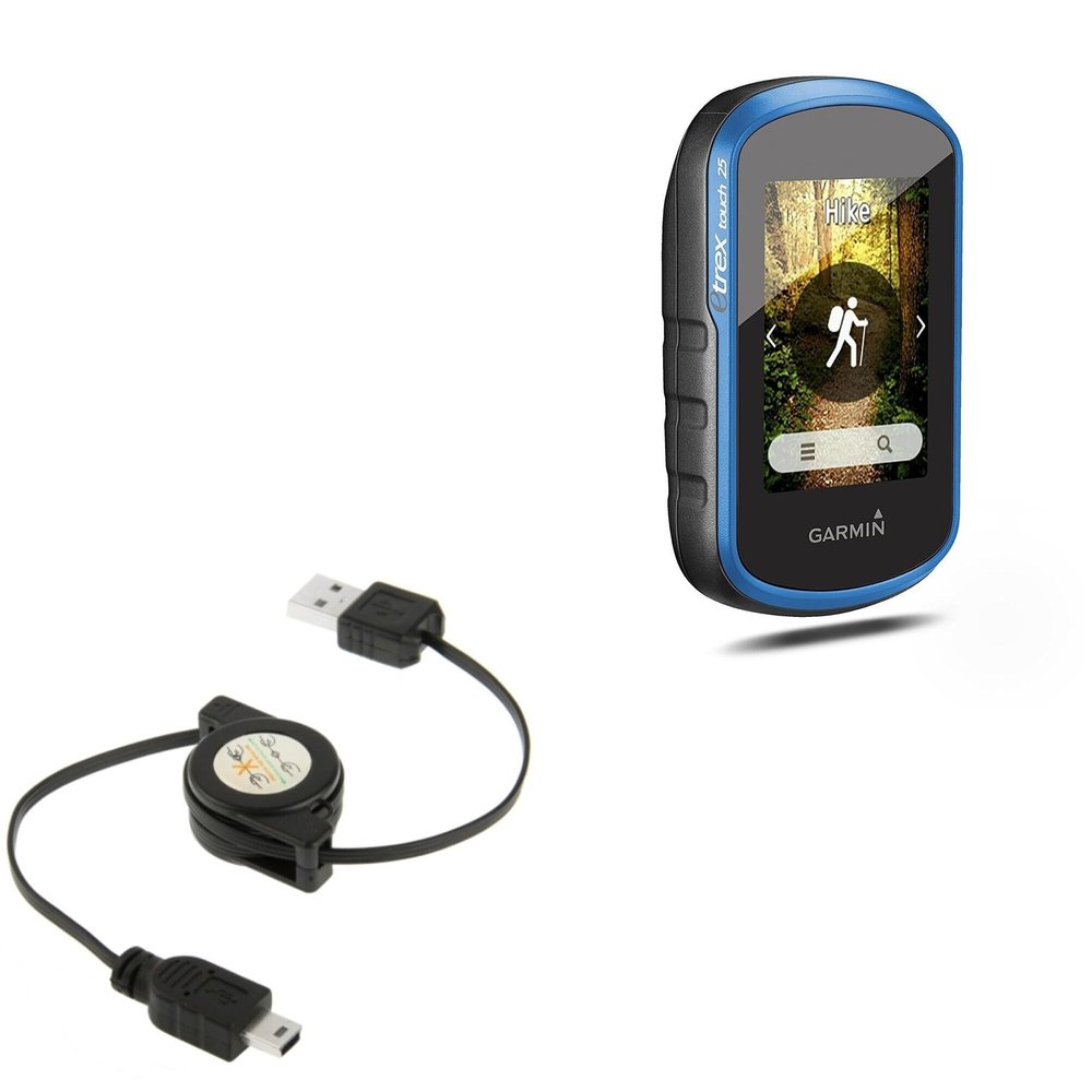 BoxWave Cable Compatible with Garmin eTrex Touch 25 - miniSync, Retractable, Portable Sync Cable