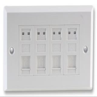 Pro Signal 4-Port Cat6 RJ45 Socket Faceplate