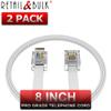 (2 Pack) 8 Inch Telephone Cord, Professional Grade Made in USA, 6P4C Male RJ11 Plugs with 50 Micron Gold Contacts, Pure Copper Wire Phone Line Cable (8 Inches, White) view 2