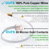 (2 Pack) 8 Inch Telephone Cord, Professional Grade Made in USA, 6P4C Male RJ11 Plugs with 50 Micron Gold Contacts, Pure Copper Wire Phone Line Cable (8 Inches, White) view 4