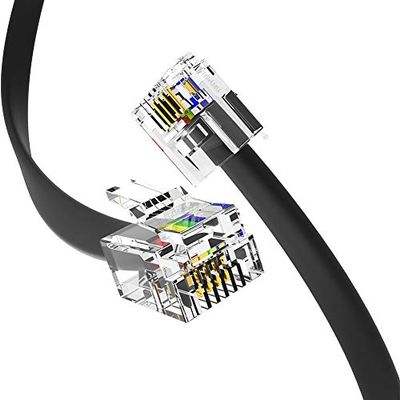 RetailAndBulk (2 Pack) 1.5 Foot Telephone Cord, Professional Grade Made in USA, 6P4C Male RJ11 Plugs with 50 Micron Gold Contacts, Pure Copper Wire Phone Line Cable (18 Inches, Black)