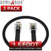 RetailAndBulk (2 Pack) 1.5 Foot Telephone Cord, Professional Grade Made in USA, 6P4C Male RJ11 Plugs with 50 Micron Gold Contacts, Pure Copper Wire Phone Line Cable (18 Inches, Black) view 2