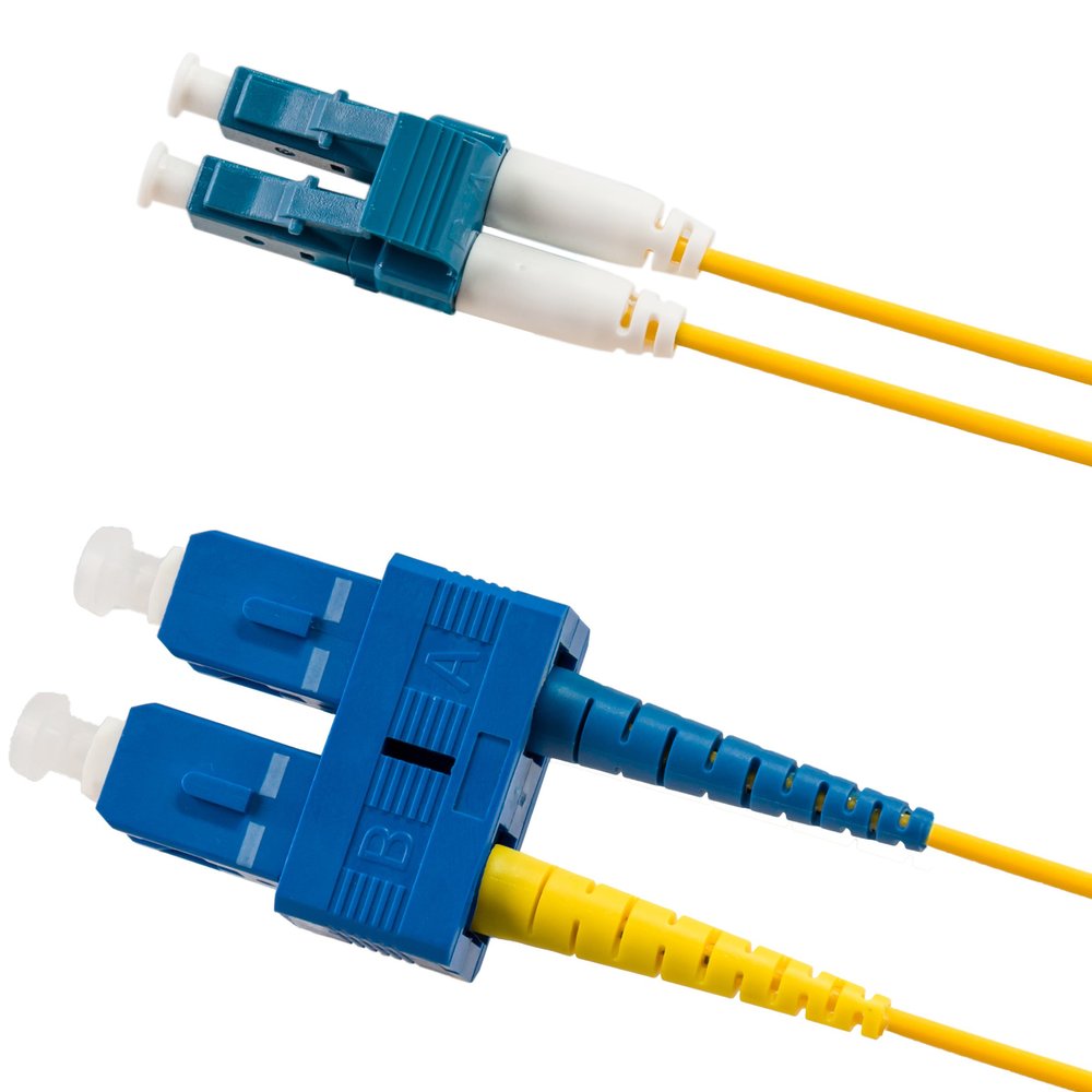 10M Singlemode Duplex Fiber Optic Cable (8.25/125) - LC to SC Mini Boot