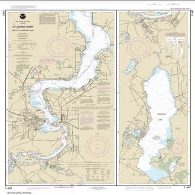 NOAA Chart 11487-St. Johns River Racy Point to Crescent Lake by East View Geospatial