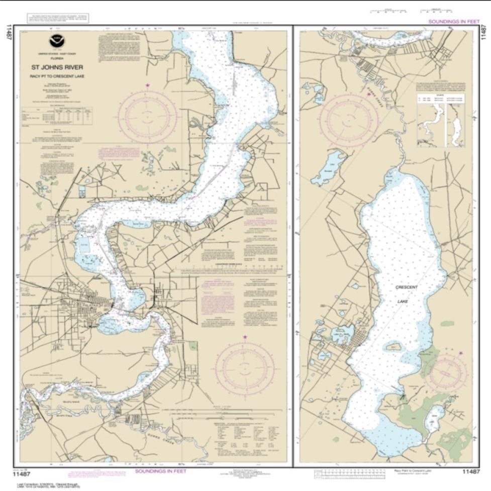 NOAA Chart 11487-St. Johns River Racy Point to Crescent Lake by East View Geospatial