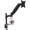 2xhome - New Single Mount 3 Way Three-sectioned Ergonomic Fully Easy Height Adjustable Articulating Gas Spring Flex Extra Long Extension Arm Tilting Retractable Black Desk Pole Mount Bracket Desktop Flat Panel Clamp view 2