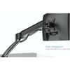 2xhome - New Single Mount 3 Way Three-sectioned Ergonomic Fully Easy Height Adjustable Articulating Gas Spring Flex Extra Long Extension Arm Tilting Retractable Black Desk Pole Mount Bracket Desktop Flat Panel Clamp view 3