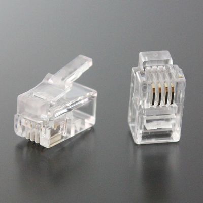 (Taros) RJ12/11 Modular Plug 4 Pole 4 Core (4P4C) 10 Pack for Handset Curl Cord Tarrows CRJ11-10P44