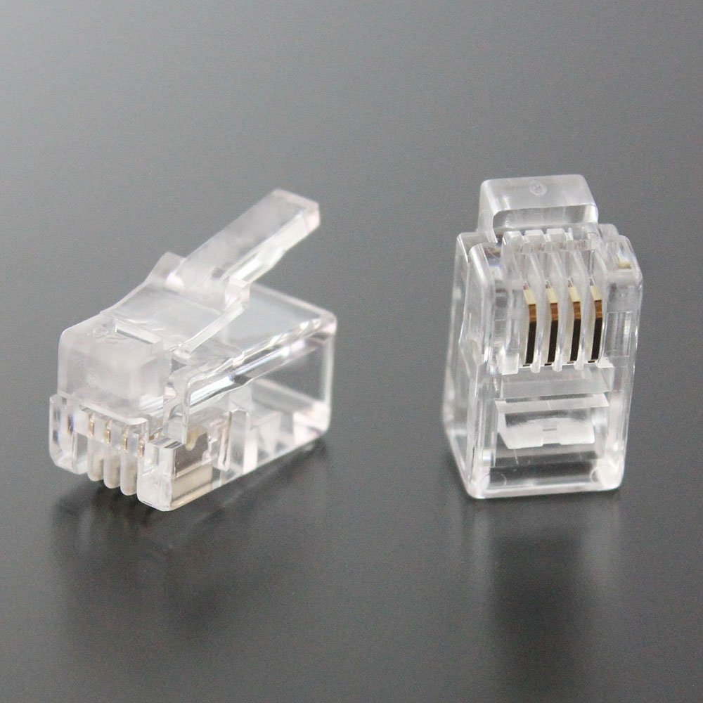 (Taros) RJ12/11 Modular Plug 4 Pole 4 Core (4P4C) 10 Pack for Handset Curl Cord Tarrows CRJ11-10P44