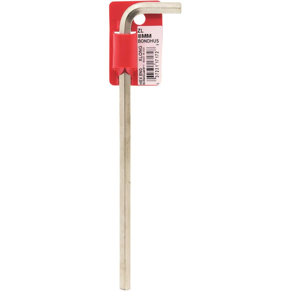 Bondhus 17172 BriteGuard Plated Hex L-wrench - Xlong (Carded),8mm