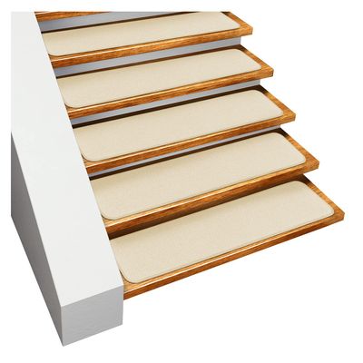 House, Home and More Set of 12 Skid-Resistant Carpet Stair Treads - Ivory Cream - 9 Inches X 36 Inches