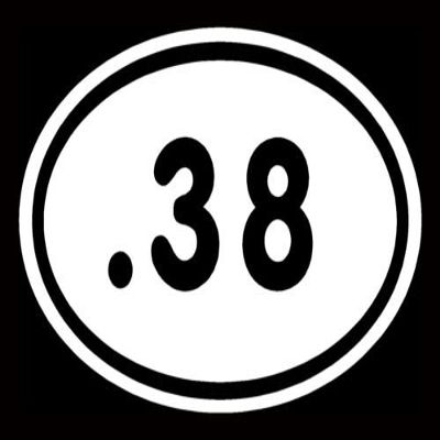 .38 Cal Caliber Car Sticker White Oval Protected Pistol Guns Car Decal Ammo - Die cut vinyl decal for windows, cars, trucks, tool boxes, laptops, MacBook - virtually any hard, smooth surface