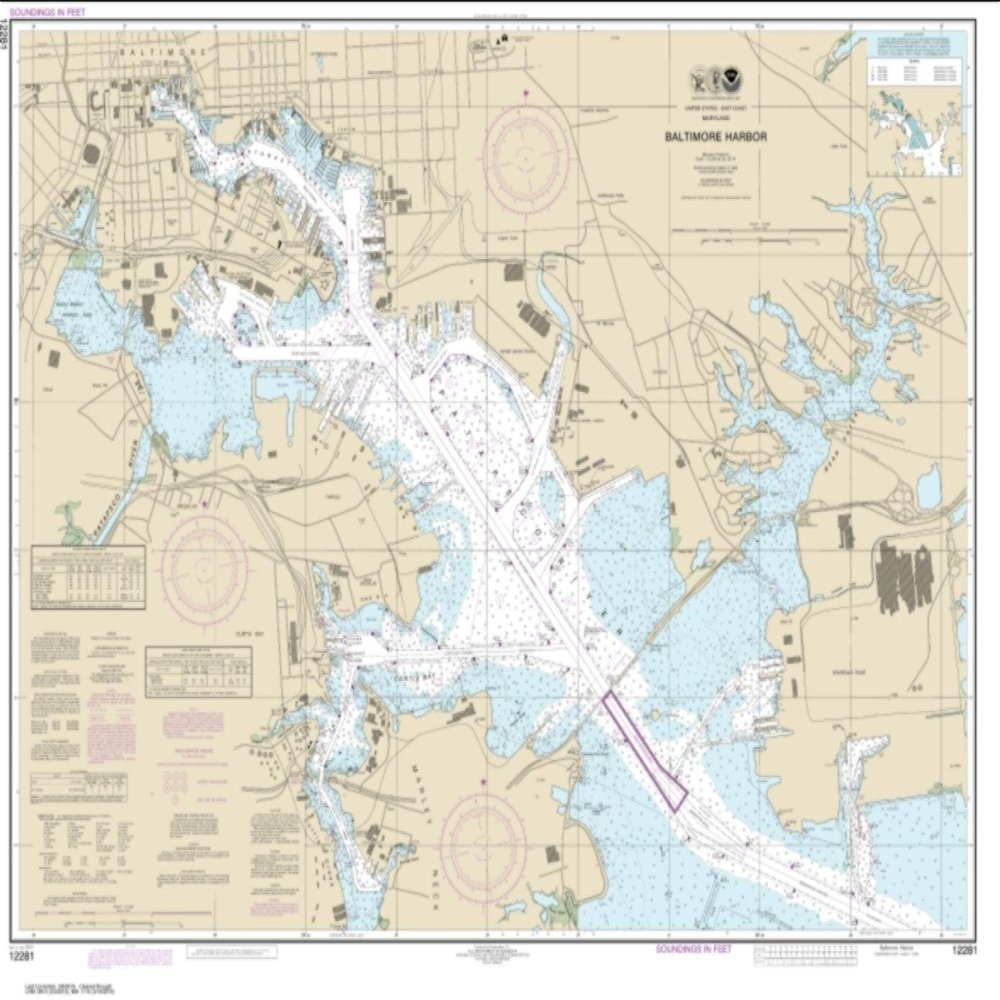 NOAA Chart 12281-Baltimore Harbor by East View Geospatial