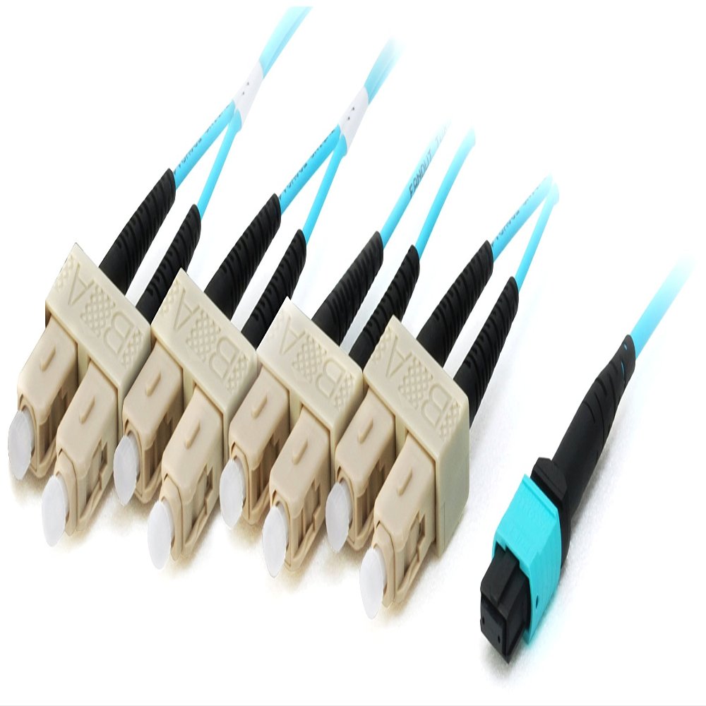 Equip MTP/SC OM4 M/M 20M MTP/SC Trunk Fiber Patch, 25557807 (MTP/SC Trunk Fiber Patch Cord, OM4, 20m, 20 m, OM4, MTP, 4X SC, Male/Male, Cyan)