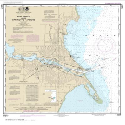 NOAA Chart 14917-Menominee and Marinette Harbors by East View Geospatial