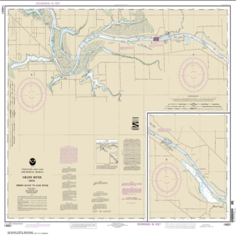 NOAA Chart 14931-Grand River from Dermo Bayou to Bass River by East View Geospatial