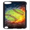 iPod Touch 5 Case, Fire Yellow Softball Protective Hard PC Plastic Black Case Cover Slim Fit for Apple iPod Touch 5 5th Generation view 1