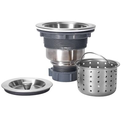 3-1/2 Inch Sink Drain Assembly Kit, Removable Deep Sink Strainer Basket with Sink Stopper/Sealing Lid for Home, Kitchen, Stainless Steel