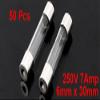uxcell 50Pcs 250V 7A F7AL250V Fast Quick Blow Glass Tube Fuses 6mmx30mm view 2