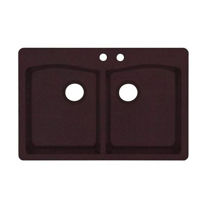 Swanstone QZ03322ED.170-2 2-Hole Granite Kitchen Sink, 22" x 33", Espresso