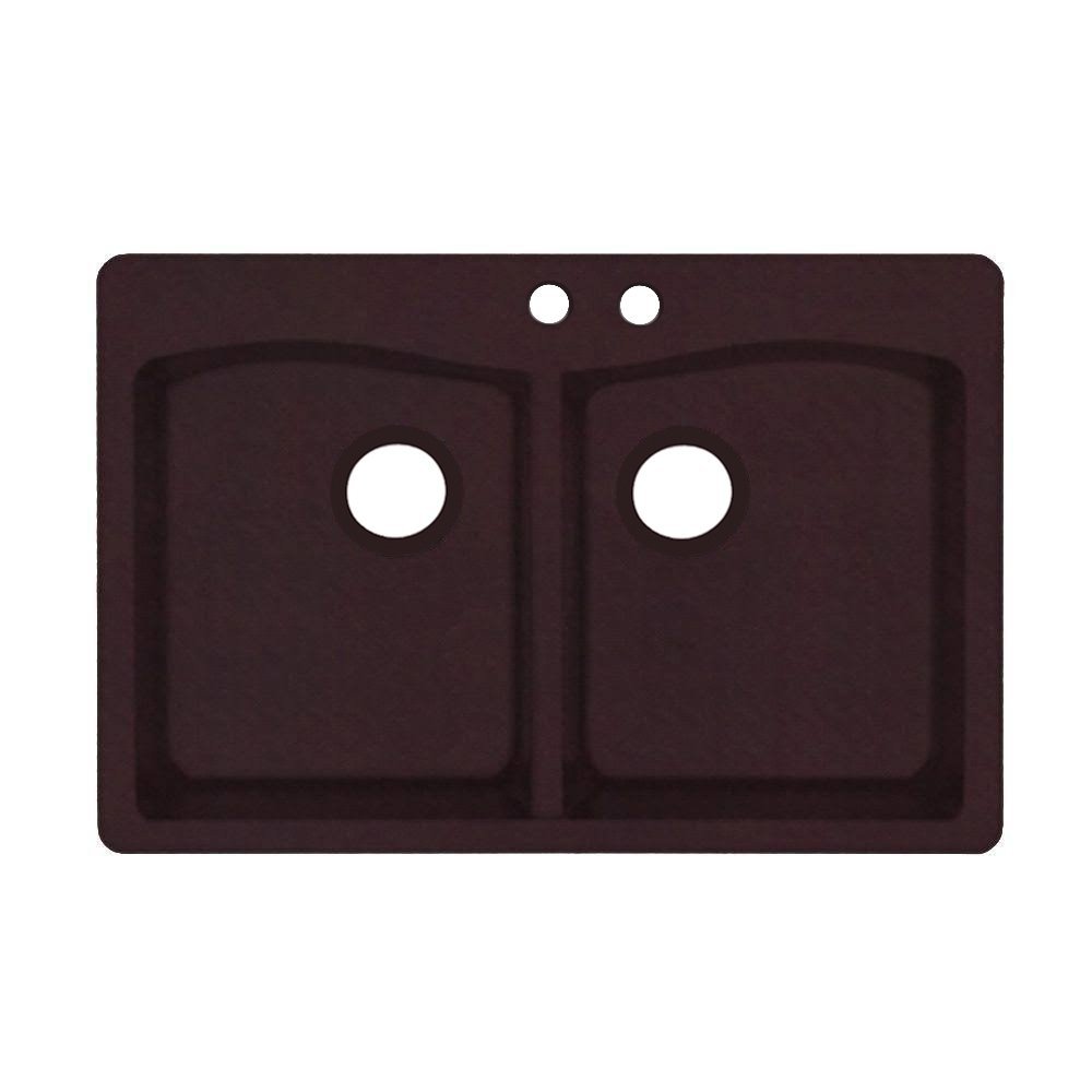 Swanstone QZ03322ED.170-2 2-Hole Granite Kitchen Sink, 22" x 33", Espresso