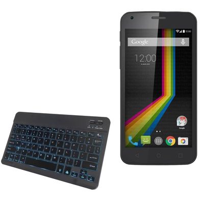 BoxWave Keyboard Compatible with Polaroid Link A5 - SlimKeys Bluetooth Keyboard - with Backlight, Portable Slim LED 7 Colors - Jet Black