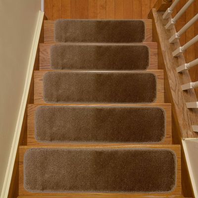 Comfy Collection Stair Tread Treads Indoor Skid Slip Resistant Carpet Stair Tread Treads Machine Washable 8 inch x 30 inch (Set of 13, Beige)