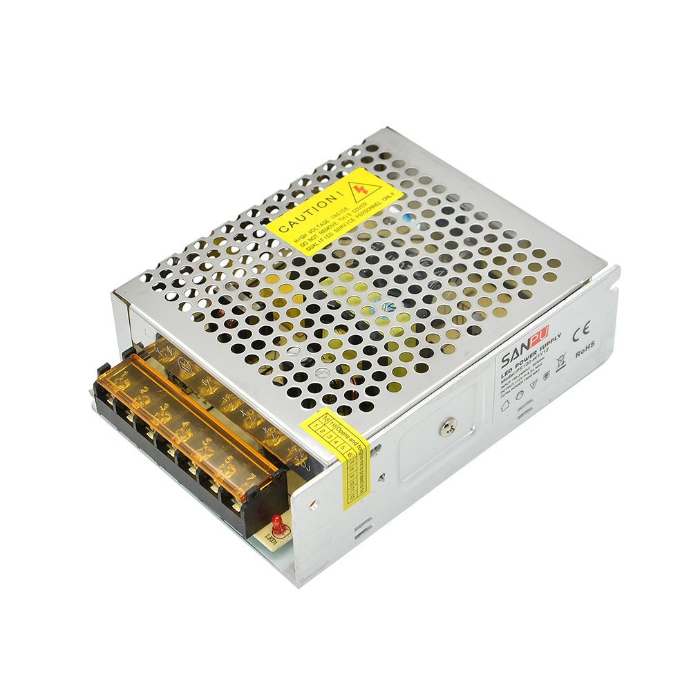 SMPS LED Driver 12v ac to dc Light Transformer 110v 220v Input 100w 8a Constant Voltage Switching Power Supplies Indoor (SANPU PS100-W1V12)