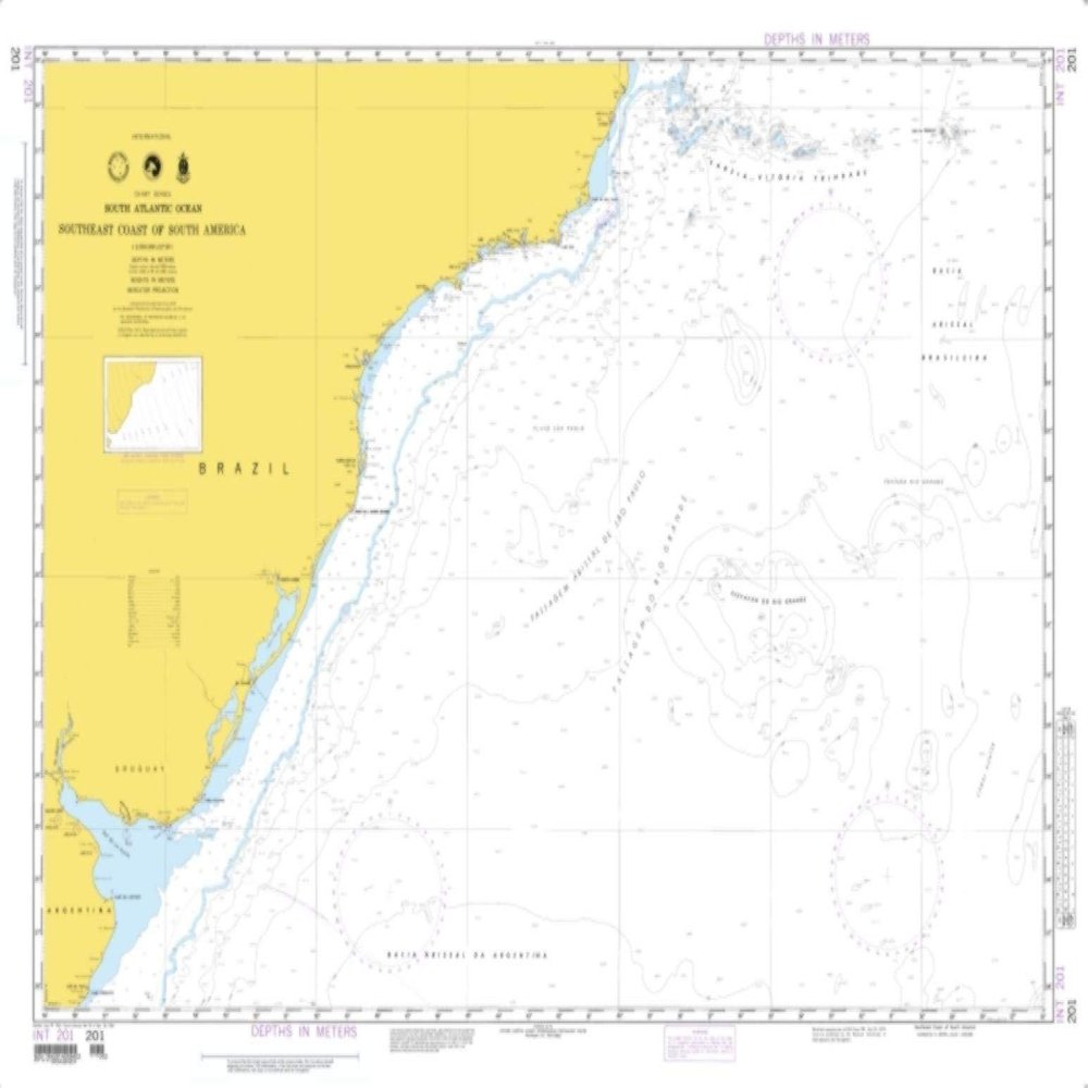 NGA Chart 201-Southeast Coast of South America