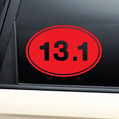13.1 Marathon Euro Oval Vinyl Decal Laptop Car Truck Bumper Window Sticker - Red