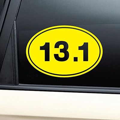 13.1 Marathon Euro Oval Vinyl Decal Laptop Car Truck Bumper Window Sticker - Yellow