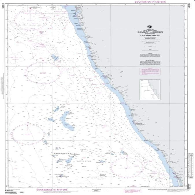 NGA Chart 63005-Bombay to Cochin Including Shadweep (India)