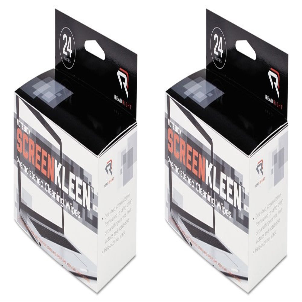 Read Right Notebook ScreenKleen Cleaning Pads, 24 Pads per Box (RR1217), 2 Packs