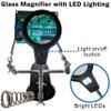Helping Hand Project Holder Soldering Aid with Flexible 2.5x Magnifying Glass, LED Lights, and Soldering Iron Holder - by Electronix Express view 2