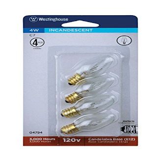 Westinghouse Incand C7 Bulb 4w Clr4pk