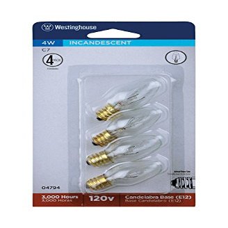 Westinghouse Incand C7 Bulb 4w Clr4pk