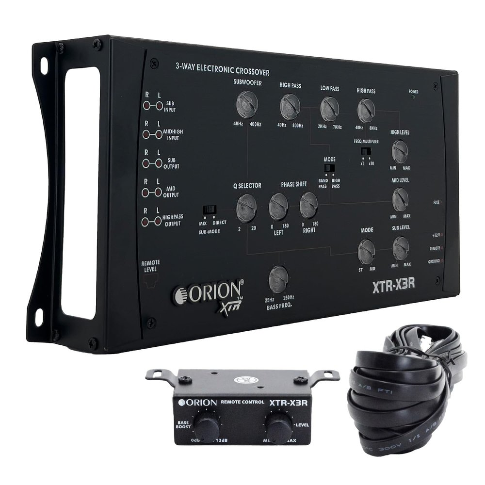 Orion XTR-X3R 3-Way Electronic Crossover Network 2-Channel Input, 3-Channel Output, Illuminated Control Panel, Remote Bass Boost, Adjustable Frequency Controls, PWM Power Supply