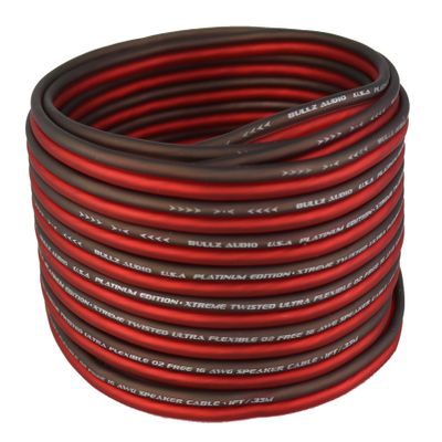 Bullz Audio BPES16.25 25' True 16 Gauge AWG Car Home Audio Speaker Wire Cable Spool (Clear Red/)