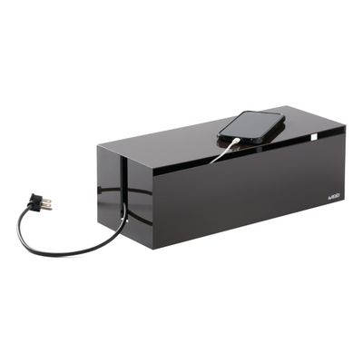 Yamazaki Home Cable Management Box Cord Organizer Box with Lid, Minimalist Cable Storage for Office, ABS Plastic