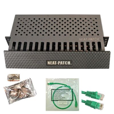 Neat Patch 2U Cable Management Kit - 10 Packs w/ 240 CAT6 Patch Cables (2FT Green)