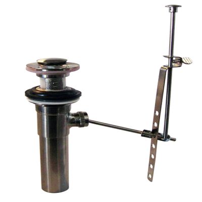 Westbrass D412-2-07 Pop-Up Bathroom Sink Drain Assembly Stopper with Lift Rod with Overflow Holes-Exposed, Satin Nickel