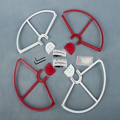 SummitLink Snap On/Off Prop Guards 2 Red 2 White for Phantom 1 2 3 Professional Advanced and Phantom 3 Standard Quick Connect Tool Free
