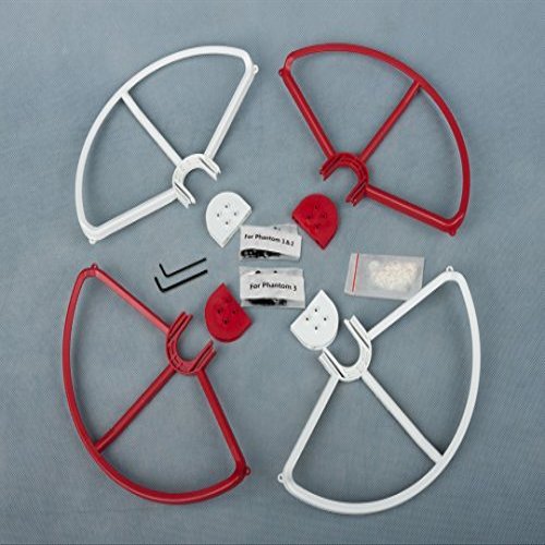 SummitLink Snap On/Off Prop Guards 2 Red 2 White for Phantom 1 2 3 Professional Advanced and Phantom 3 Standard Quick Connect Tool Free