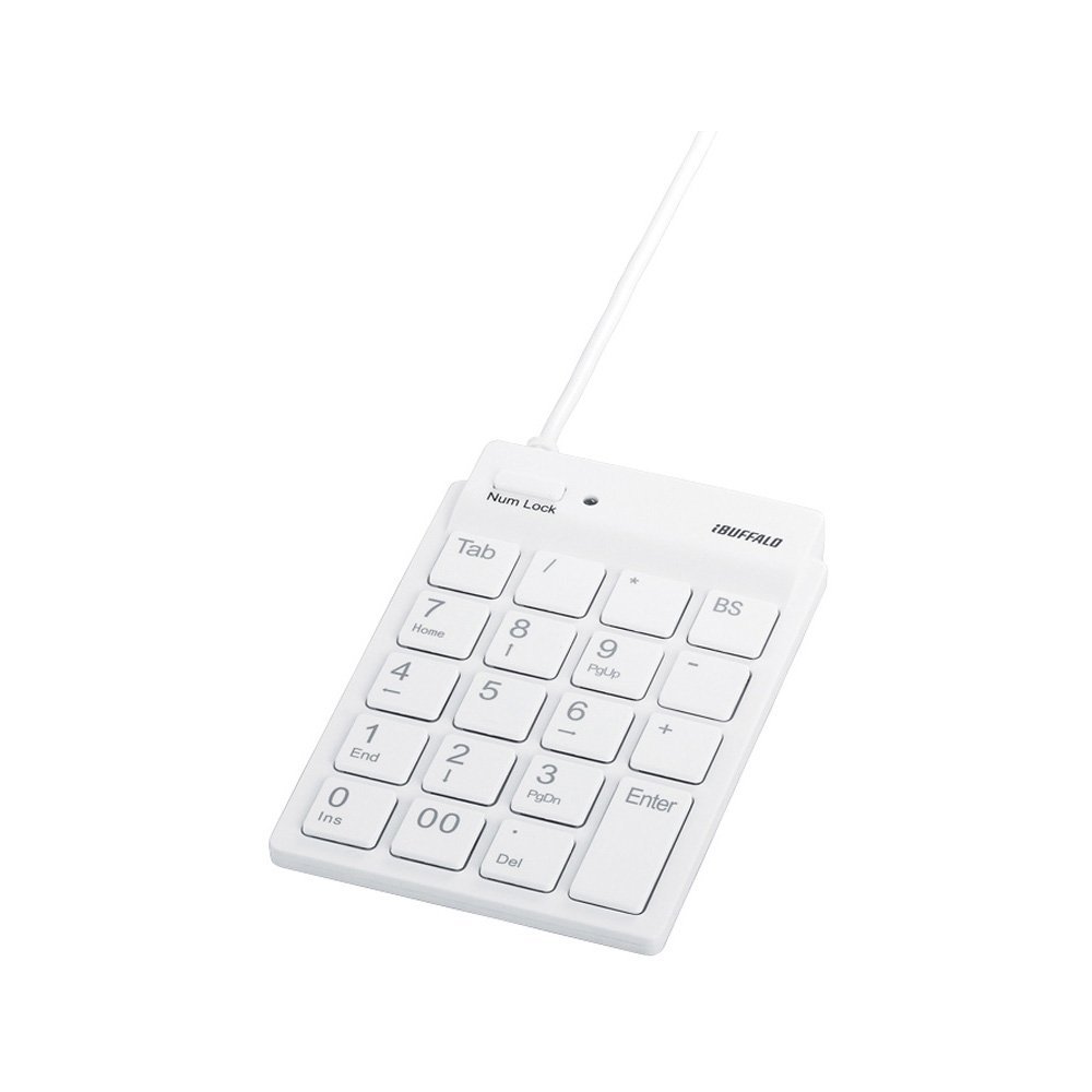  Buffalo BSTKH08WH Wired Slim Ten Keyboard with Hub, White