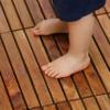 Bare Decor EZ-Floor Interlocking Flooring Tiles in Solid Teak Wood Oiled Finish (Set of 10), Long 9 Slat view 3