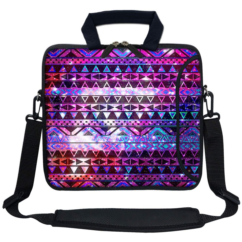12 Inch Water Resistant Neoprene Laptop Bag with Reinforced Zipper, Strap, Pockets, Fits 11.6" to 12.3" Laptops - Shiny Pattern